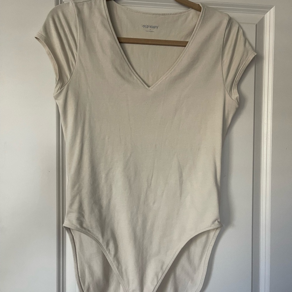 Old Navy Women's Cream V-Neck Bodysuits